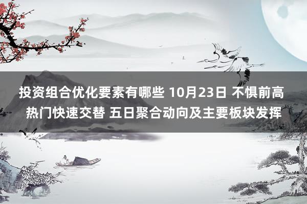 投资组合优化要素有哪些 10月23日 不惧前高 热门快速交替 五日聚合动向及主要板块发挥