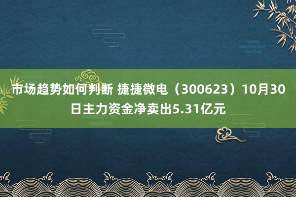 市场趋势如何判断 捷捷微电（300623）10月30日主力资金净卖出5.31亿元