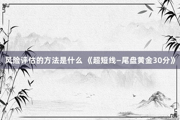 风险评估的方法是什么 《超短线—尾盘黄金30分》