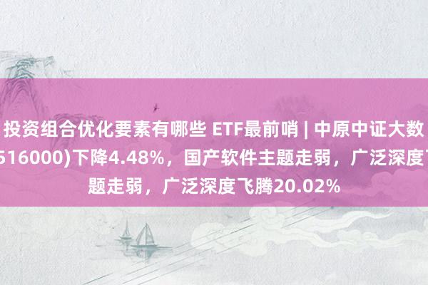 投资组合优化要素有哪些 ETF最前哨 | 中原中证大数据产业ETF(516000)下降4.48%，国产软件主题走弱，广泛深度飞腾20.02%