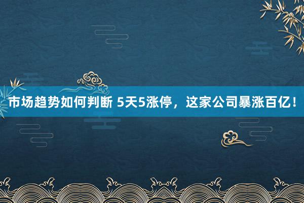 市场趋势如何判断 5天5涨停，这家公司暴涨百亿！