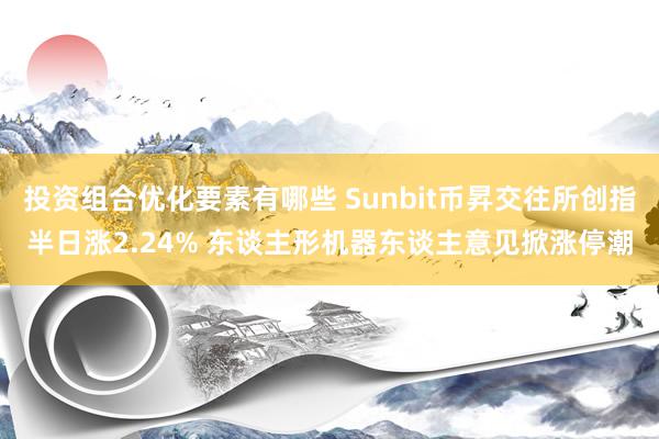 投资组合优化要素有哪些 Sunbit币昇交往所创指半日涨2.24% 东谈主形机器东谈主意见掀涨停潮