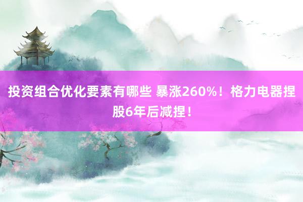 投资组合优化要素有哪些 暴涨260%！格力电器捏股6年后减捏！