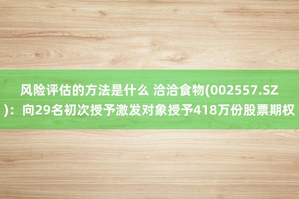 风险评估的方法是什么 洽洽食物(002557.SZ)：向29名初次授予激发对象授予418万份股票期权