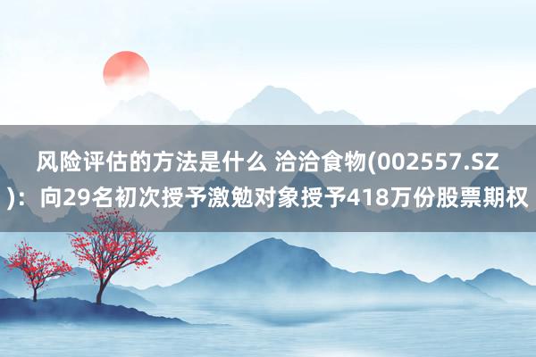 风险评估的方法是什么 洽洽食物(002557.SZ)：向29名初次授予激勉对象授予418万份股票期权