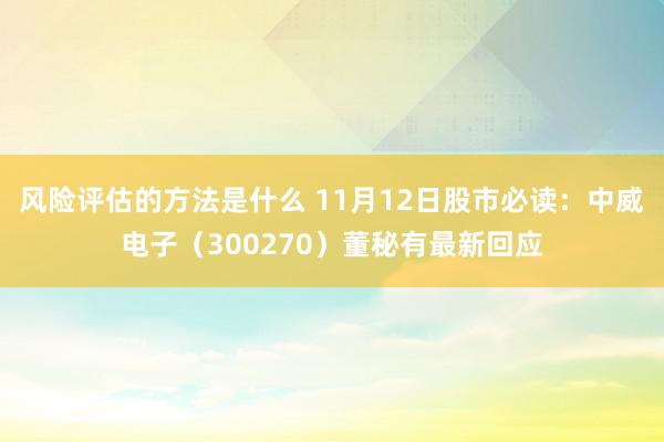 风险评估的方法是什么 11月12日股市必读：中威电子（300270）董秘有最新回应