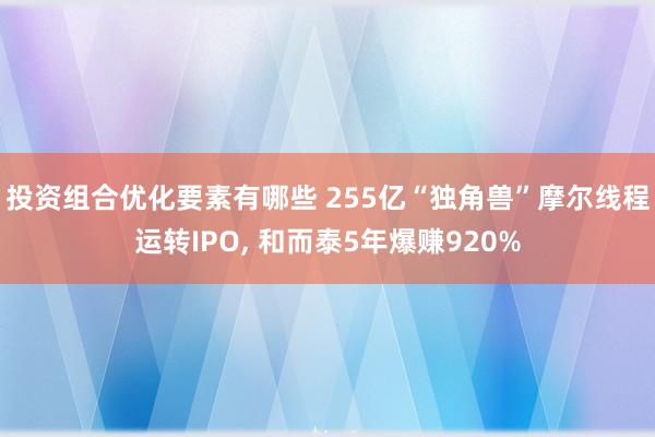 投资组合优化要素有哪些 255亿“独角兽”摩尔线程运转IPO, 和而泰5年爆赚920%