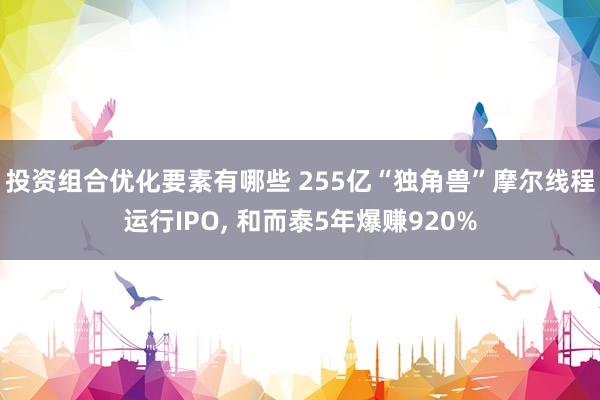 投资组合优化要素有哪些 255亿“独角兽”摩尔线程运行IPO, 和而泰5年爆赚920%