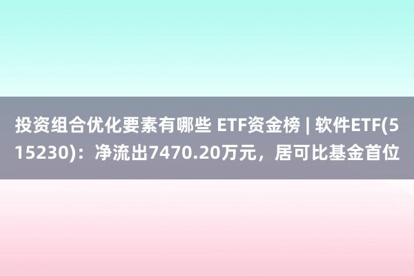 投资组合优化要素有哪些 ETF资金榜 | 软件ETF(515230)：净流出7470.20万元，居可比基金首位