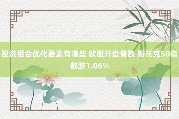 投资组合优化要素有哪些 欧股开盘普跌 斯托克50指数跌1.06%