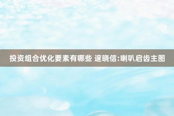 投资组合优化要素有哪些 邃晓信:喇叭启齿主图