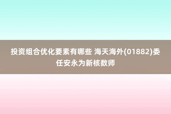 投资组合优化要素有哪些 海天海外(01882)委任安永为新核数师