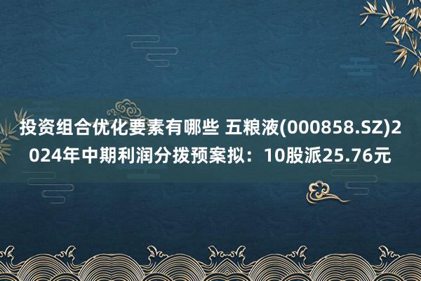 投资组合优化要素有哪些 五粮液(000858.SZ)2024年中期利润分拨预案拟：10股派25.76元