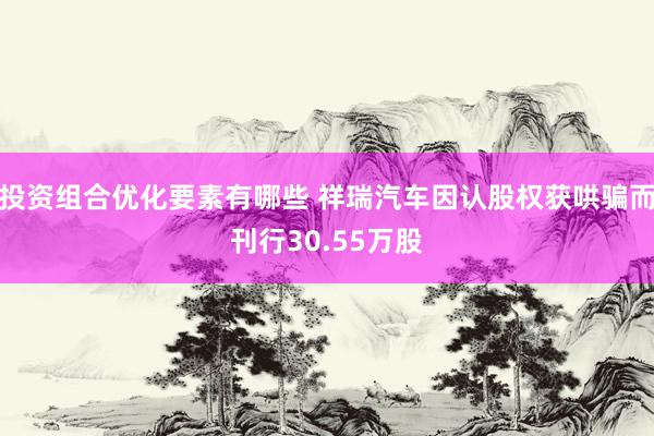 投资组合优化要素有哪些 祥瑞汽车因认股权获哄骗而刊行30.55万股