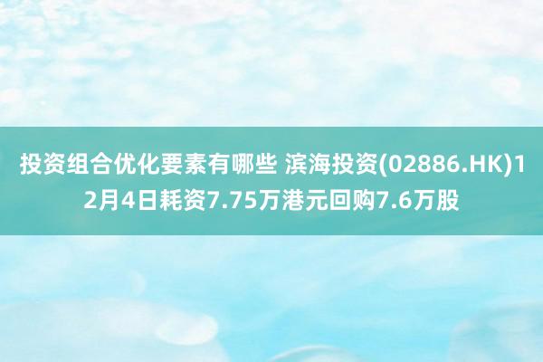 投资组合优化要素有哪些 滨海投资(02886.HK)12月4日耗资7.75万港元回购7.6万股