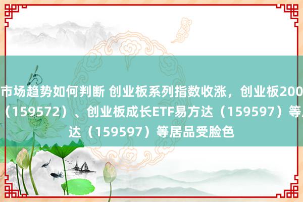 市场趋势如何判断 创业板系列指数收涨，创业板200ETF易方达（159572）、创业板成长ETF易方达（159597）等居品受脸色