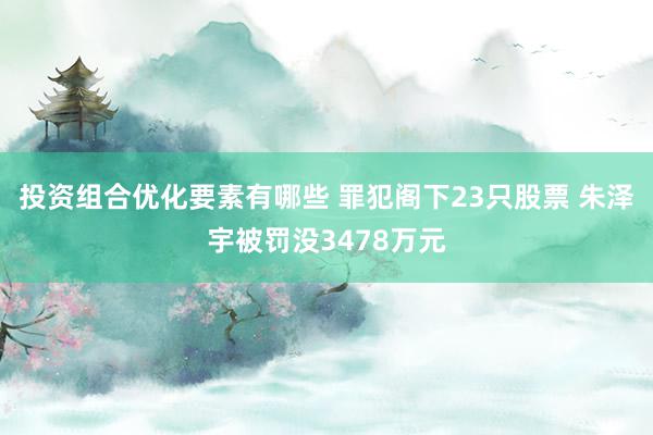 投资组合优化要素有哪些 罪犯阁下23只股票 朱泽宇被罚没3478万元