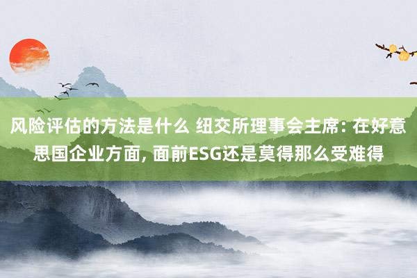 风险评估的方法是什么 纽交所理事会主席: 在好意思国企业方面, 面前ESG还是莫得那么受难得