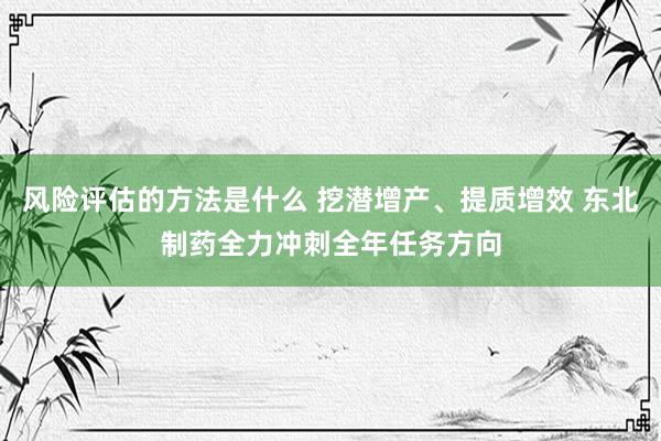 风险评估的方法是什么 挖潜增产、提质增效 东北制药全力冲刺全年任务方向