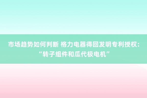 市场趋势如何判断 格力电器得回发明专利授权：“转子组件和瓜代极电机”