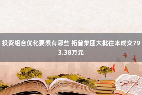 投资组合优化要素有哪些 拓普集团大批往来成交793.38万元