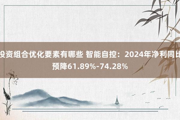 投资组合优化要素有哪些 智能自控：2024年净利同比预降61.89%-74.28%