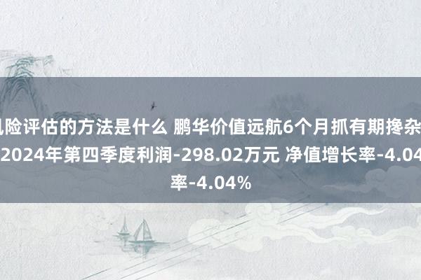 风险评估的方法是什么 鹏华价值远航6个月抓有期搀杂A：2024年第四季度利润-298.02万元 净值增长率-4.04%