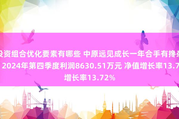 投资组合优化要素有哪些 中原远见成长一年合手有搀杂A：2024年第四季度利润8630.51万元 净值增长率13.72%