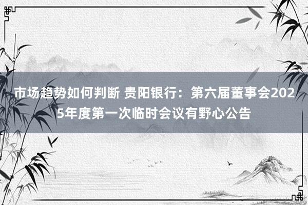 市场趋势如何判断 贵阳银行：第六届董事会2025年度第一次临时会议有野心公告