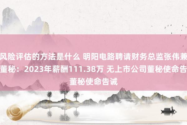 风险评估的方法是什么 明阳电路聘请财务总监张伟兼任董秘：2023年薪酬111.38万 无上市公司董秘使命告诫