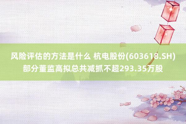 风险评估的方法是什么 杭电股份(603618.SH)部分董监高拟总共减抓不超293.35万股