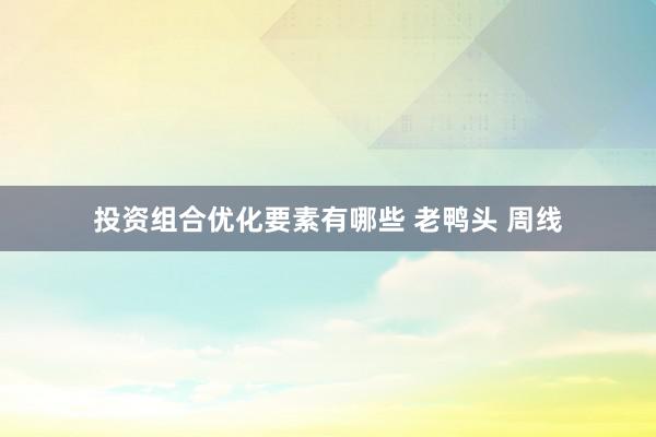 投资组合优化要素有哪些 老鸭头 周线