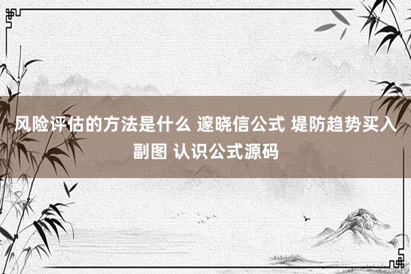 风险评估的方法是什么 邃晓信公式 堤防趋势买入副图 认识公式源码