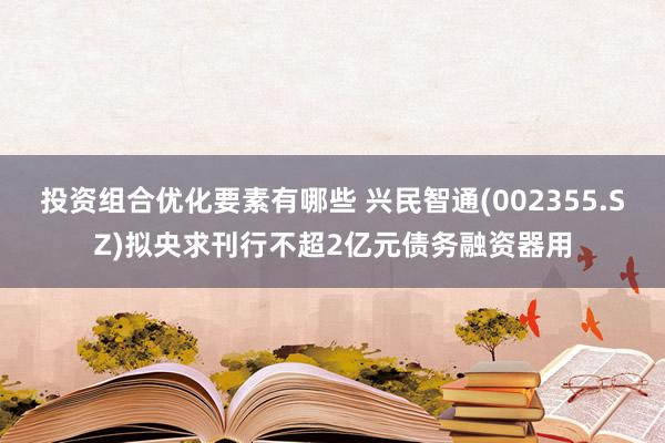 投资组合优化要素有哪些 兴民智通(002355.SZ)拟央求刊行不超2亿元债务融资器用