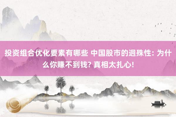 投资组合优化要素有哪些 中国股市的迥殊性: 为什么你赚不到钱? 真相太扎心!